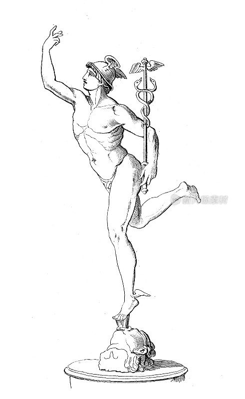 古董插图:Art, Mercury, Giovanni da Bologna, 16世纪